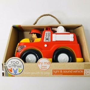 Fire Truck Car Pouch To Play Toy w/ Lights And Sounds Roo Crew NEW
